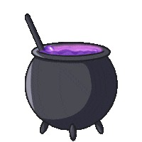 A cauldron of purple brew, bubbling and being stirred